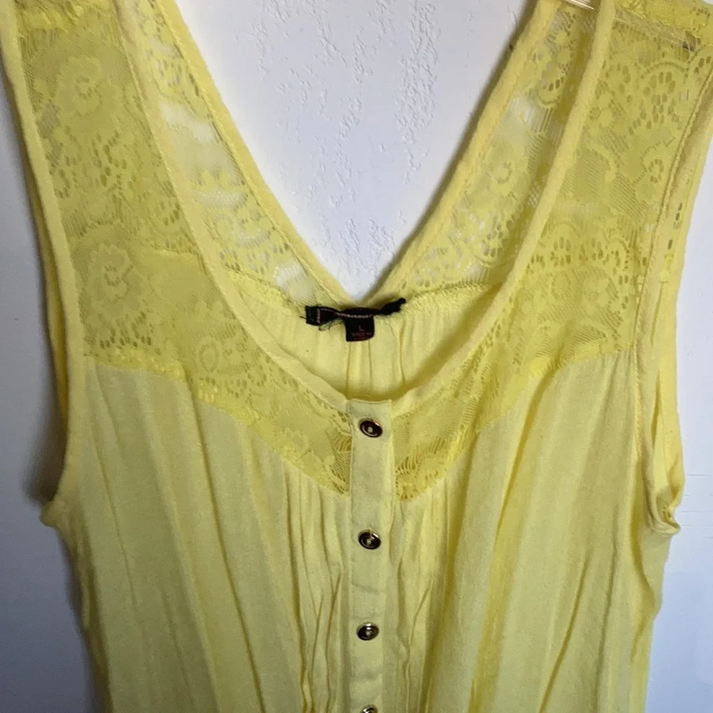 Vintage Pearl yellow lace sleeveless top size L - Picture 2 of 8